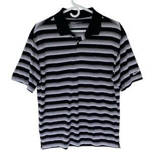 NIKE GOLF STANDARD FIT MENS BLACK WHITE STRIPED SHORT SLEEVE POLO SHIRT SIZE XL